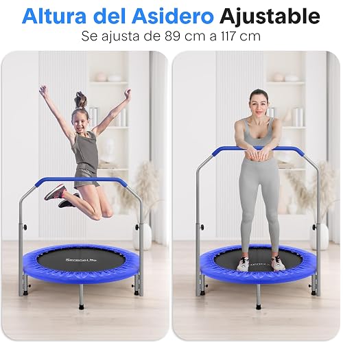 SereneLife Portable & Foldable Trampoline - 36" In-Home Mini Rebounder, Fitness Body Exercise - Updated Version - SLSPT365