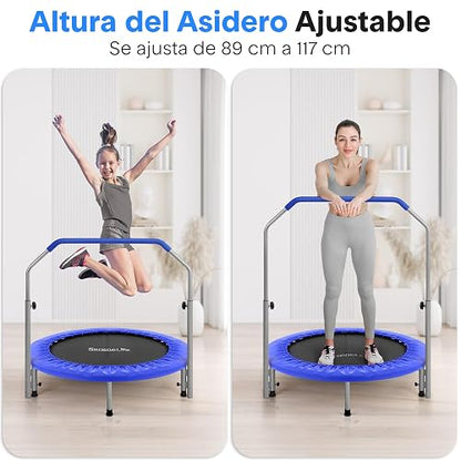 SereneLife Portable & Foldable Trampoline - 36" In-Home Mini Rebounder, Fitness Body Exercise - Updated Version - SLSPT365