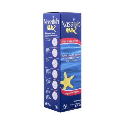 NASALUB MAX Spray de Agua de Mar, Humectación e higiene nasal efectiva para toda la familia, Frasco con 100ml