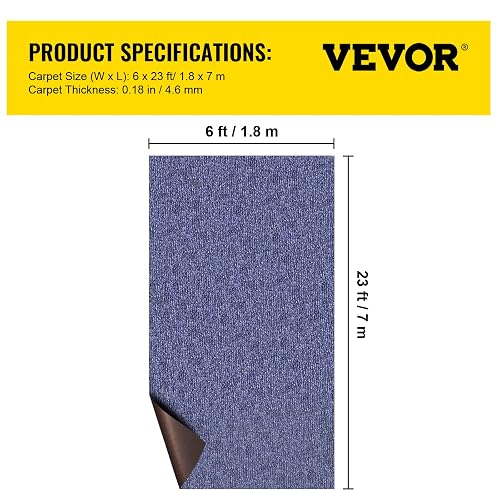 VEVOR - Alfombra Marina Azul Profundo de 6 x 25 pies, Alfombra Marina de Grado Marino para Barcos con Parte Trasera Impermeable al Aire Libre para Patio, Porche, Cubierta, Garaje, área al Aire Libre
