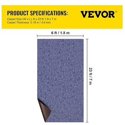 VEVOR - Alfombra Marina Azul Profundo de 6 x 25 pies, Alfombra Marina de Grado Marino para Barcos con Parte Trasera Impermeable al Aire Libre para Patio, Porche, Cubierta, Garaje, área al Aire Libre