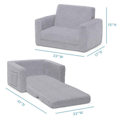 Cozee Flip-out Sherpa 2-in-1 Convertible Chair to Lounger for Kids