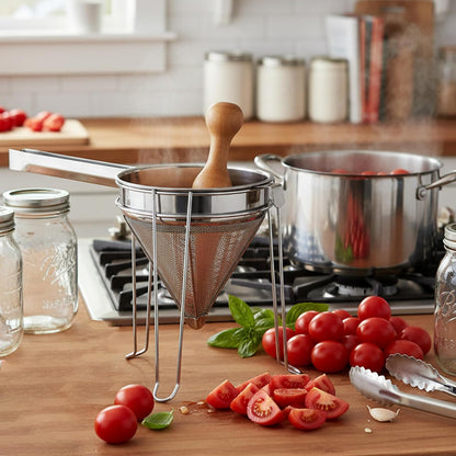 Norpro Chinois de acero inoxidable con soporte y juego de pilón, talla única, como se muestra en la imagen