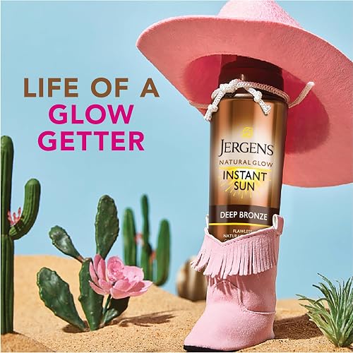 Jergens - Espuma bronceadora natural Glow Instant Sun sin sol, oscura, 6 onzas líquidas