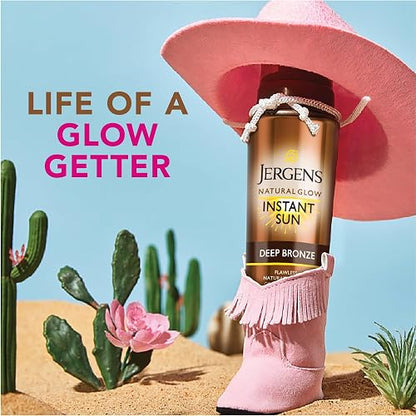 Jergens - Espuma bronceadora natural Glow Instant Sun sin sol, oscura, 6 onzas líquidas