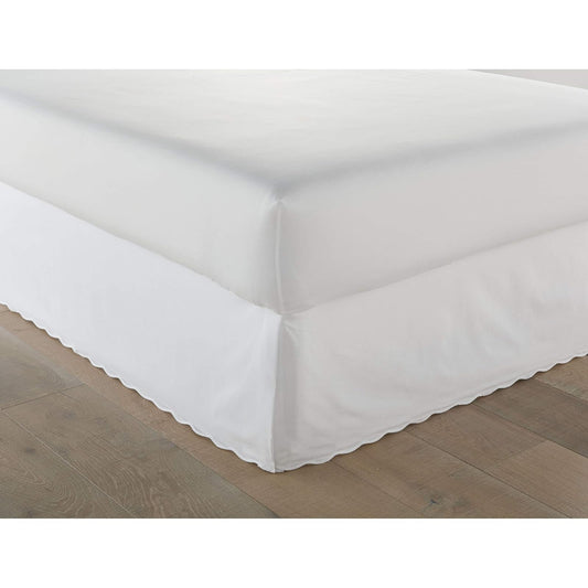 Stone Cottage - Falda de Cama King, Falda de Cama de algodón a Medida con Esquinas divididas, Juego de Ropa de Cama Ideal Simple (Blanco Macizo, King)