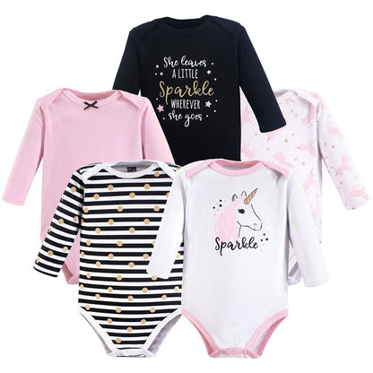 Hudson Baby Bodis de manga larga, paquete de 5