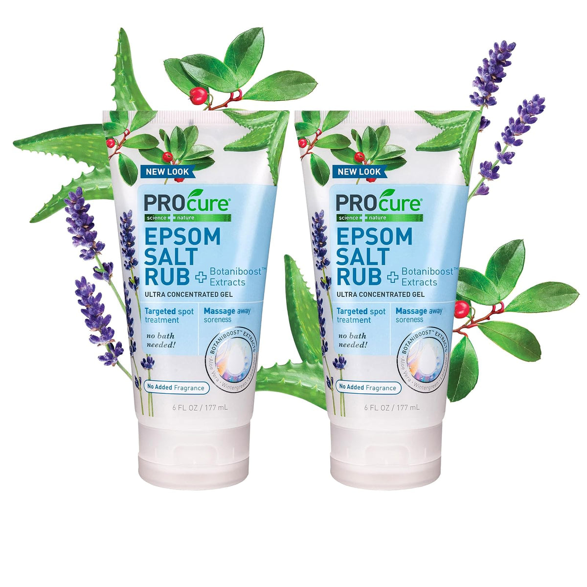 ProCure Gel de Sal de Epsom con Aloe Vera | 6 oz, paquete de 2, alivia tensión muscular, dolores y molestias
