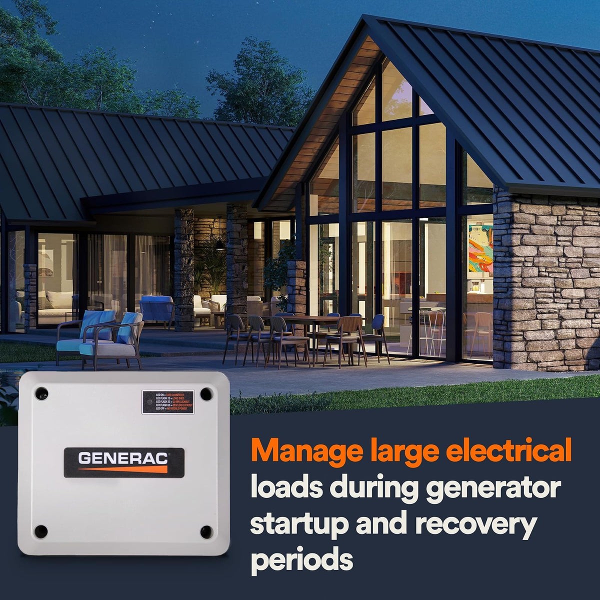 Generac 7000 Módulo de Gestión Inteligente 50A | Priorización de carga eficiente, tecnología sin cables, función de bloqueo, visualización LED de estado, gris
