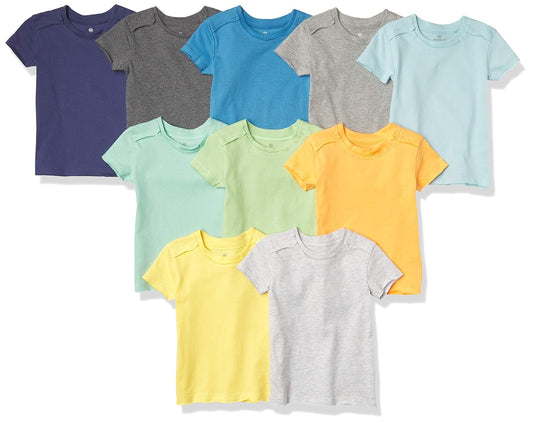 HonestBaby Playeras Manga Corta Algodón Orgánico Bebé, 10 Piezas - 24 Meses - Rainbow Boy