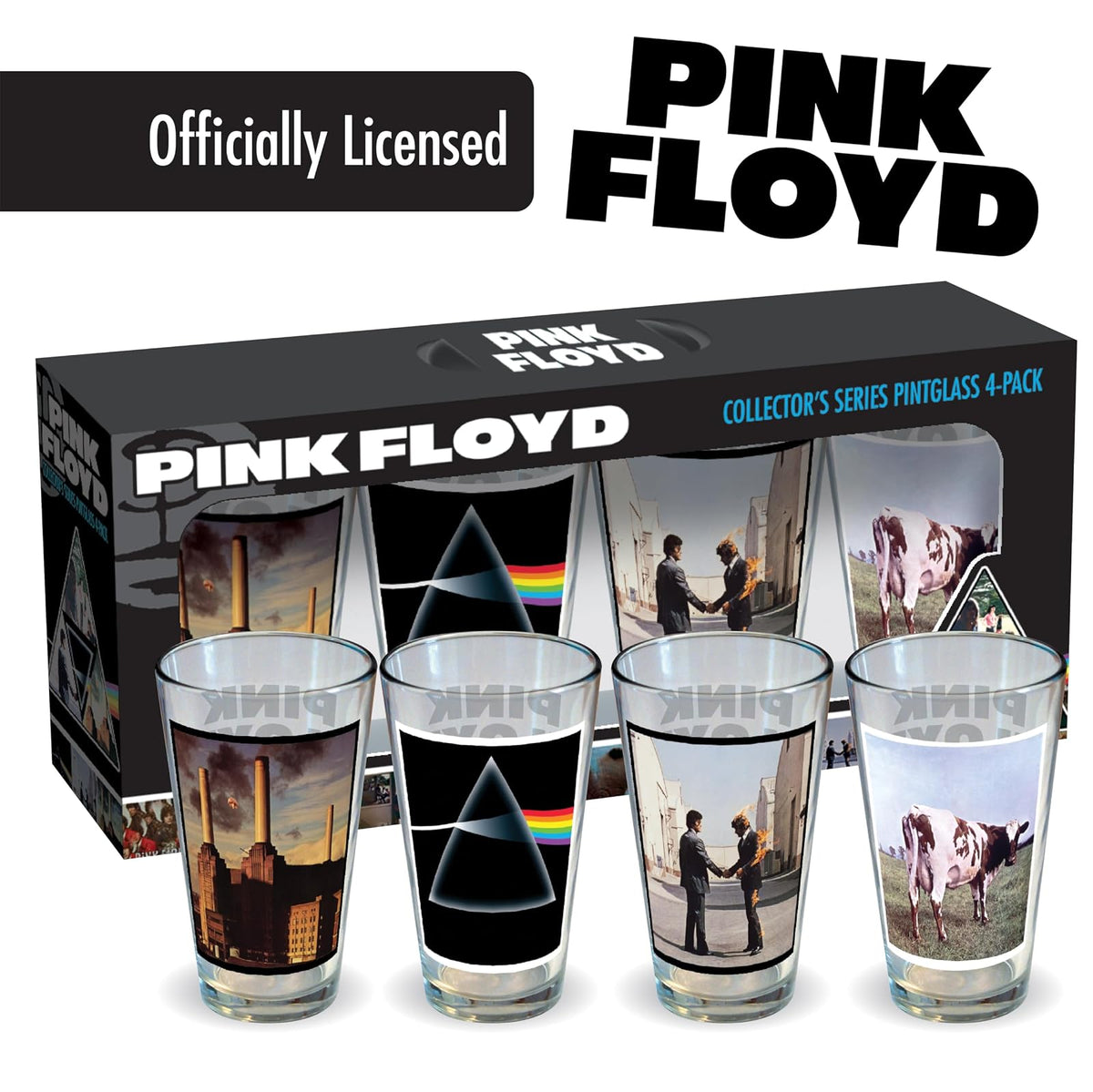 ICUP Pink Floyd - Cubiertas para álbum de 4 piezas, vidrio de pinta, grande, multicolor
