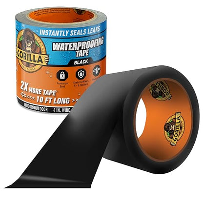 Gorilla Waterproof Cinta de parche y sello: 4 in. x 10 ft. (Negro)