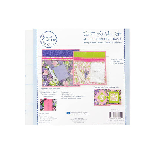 June Tailor Project Bag (2) - Kit de costura Zippity-Do-Do-Do-Do, cierre rosa, L