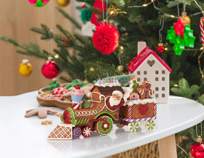 Enesco Jim Shore Heartwood Creek Gingerbread Christmas Santa in Train - Figura de Motor de Resina de Piedra Pintada a Mano Coleccionable, Cifras de Papá Noel, Estatua de Navidad para decoración del