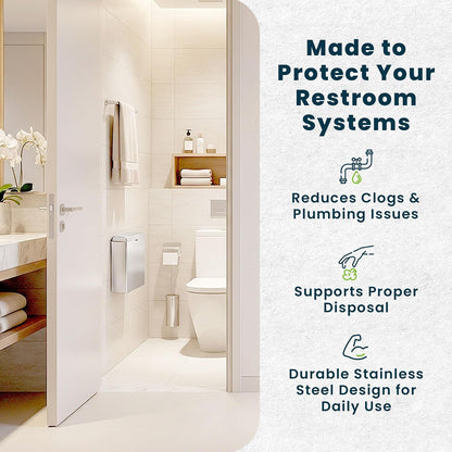 Alpine - Receptáculo de servilleta sanitaria – Soporte de tampón montado en la pared para baño que proporciona un baño limpio y sin olor para el hogar, la oficina y los baños públicos (acero