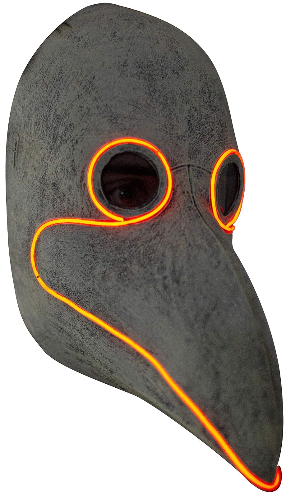 Doctor Peste LED, Máscara de Cuervo de la Peste Negra con Hilo de Luz Led en Ojos y Pico, Disfraz de Médico de la Plaga Ideal para Halloween