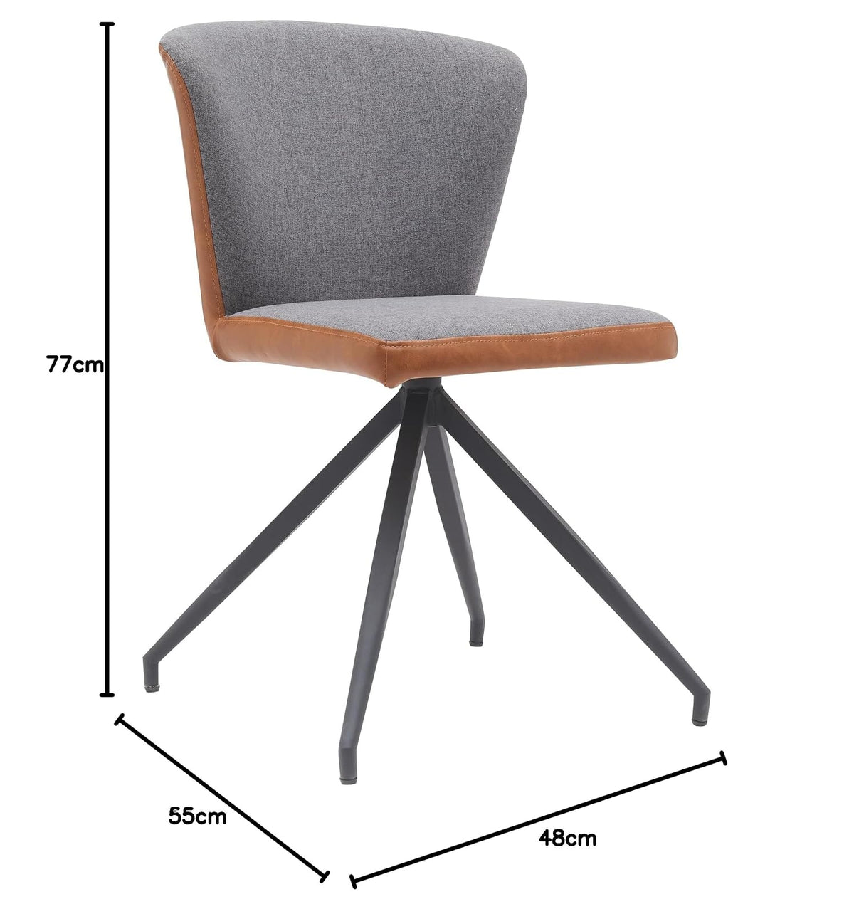 Sochic Silla Grecia Tapizada en Tela Gris con Asiento Acolchado de Hule Espuma y Patas de Metal Negras
