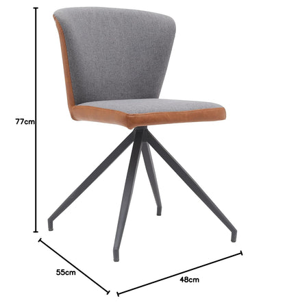 Sochic Silla Grecia Tapizada en Tela Gris con Asiento Acolchado de Hule Espuma y Patas de Metal Negras
