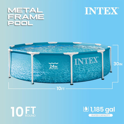 Intex Beachside - Marco de Metal de 3 m x 30 Pulgadas, Piscina sobre el | 28207EP - Bomba de filtro de cartucho 330 GPH y cartucho de filtro tipo H incluido