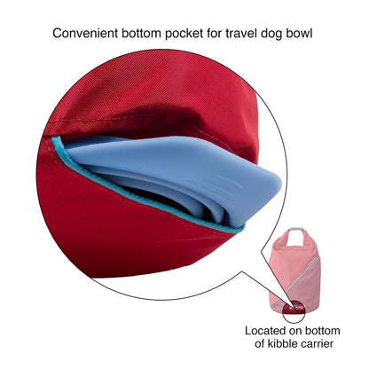 Kurgo Bolsa de Comida para Perros Kibble Carrier | Azul costero y rojo chile, capacidad 5 libras, plegable, libre de BPA, fácil de limpiar