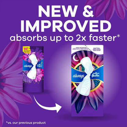 Always Radiant Feminine Pads for Women, Size 5, Extra Heavy Overnight, with Wings, Scented, 18 Count, Pack of 3 (54 Count Total)