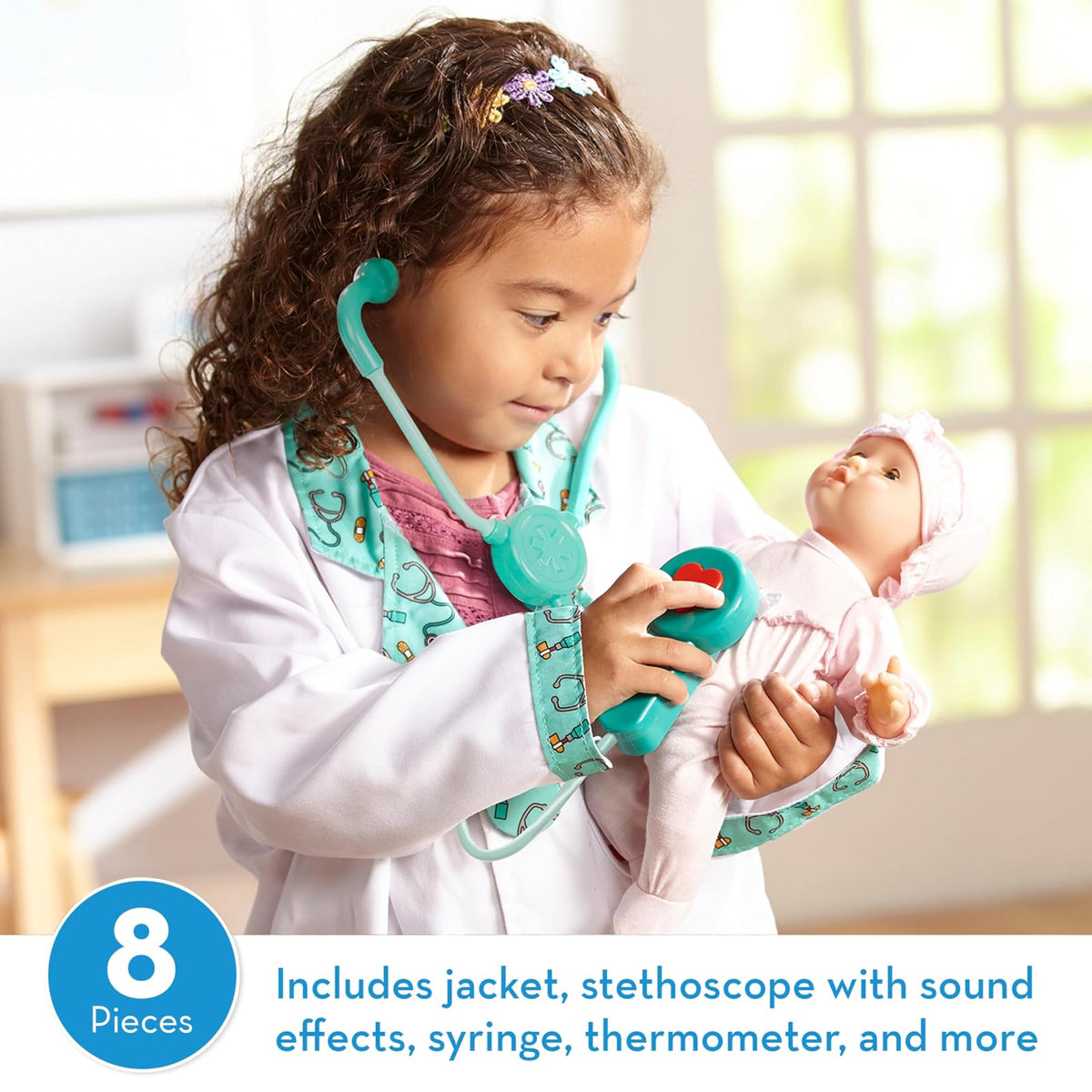 Melissa & Doug Disfraz de Médico para Juego Imaginativo, Juego de Simulación (8 Piezas, 3-6 Años)