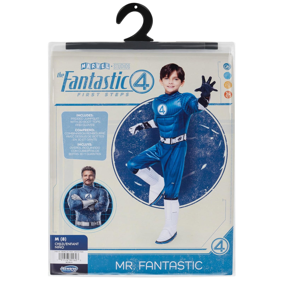 MARVEL Mr. Fantastic - Disfraz oficial de Halloween para jóvenes, overol acolchado de alta calidad con botas y guantes (L)