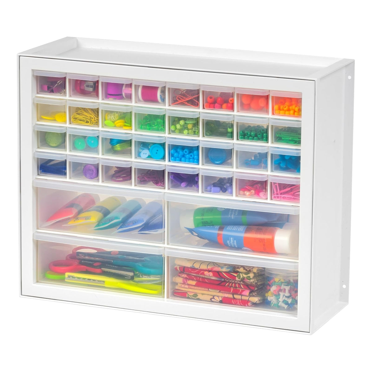 IRIS USA Organizador de Tornillos, Gabinete de 36 Cajones, Almacenamiento de Cajones de Plástico para Manualidades, Piezas Pequeñas, Tuercas y Herramientas, Pasatiempos de Arte de Scrapbook - Blanco