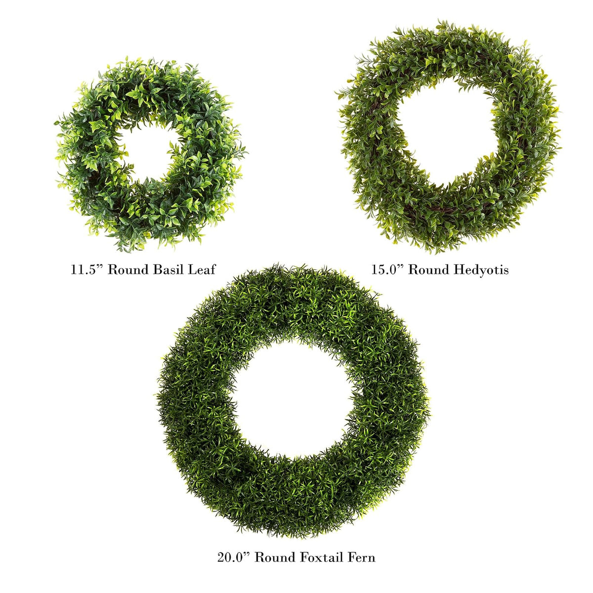 Pure Garden 50-151 Artificial Opal Basil Leaf, Round Wreath, 11.5"