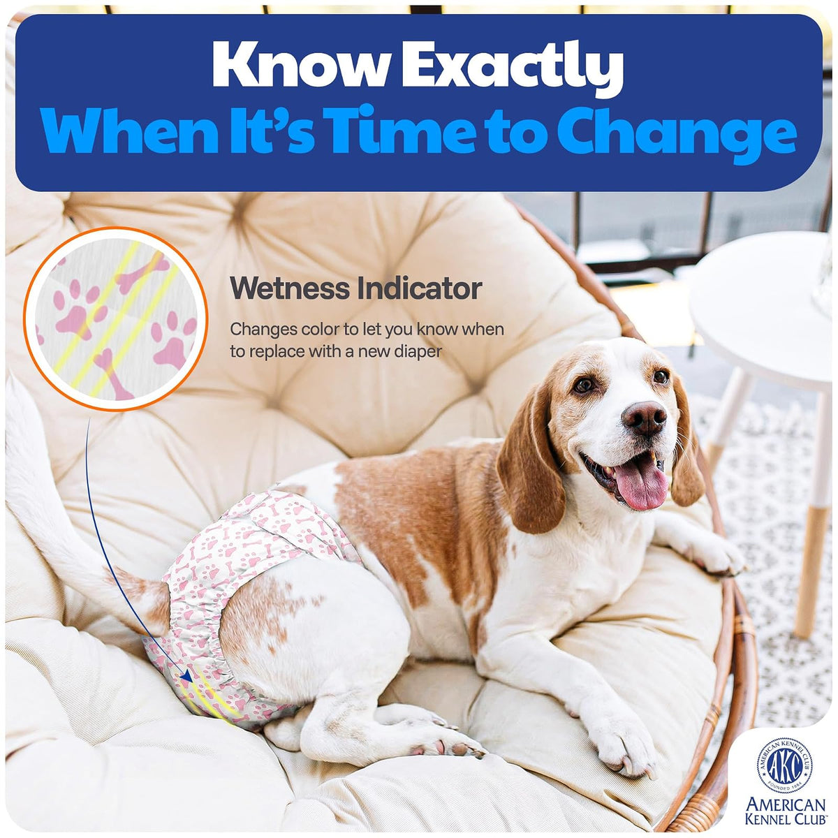 American Kennel Club Female Dog Wrap, Disposable Diapers with Wetness Indicator, X-Small, 50 Count