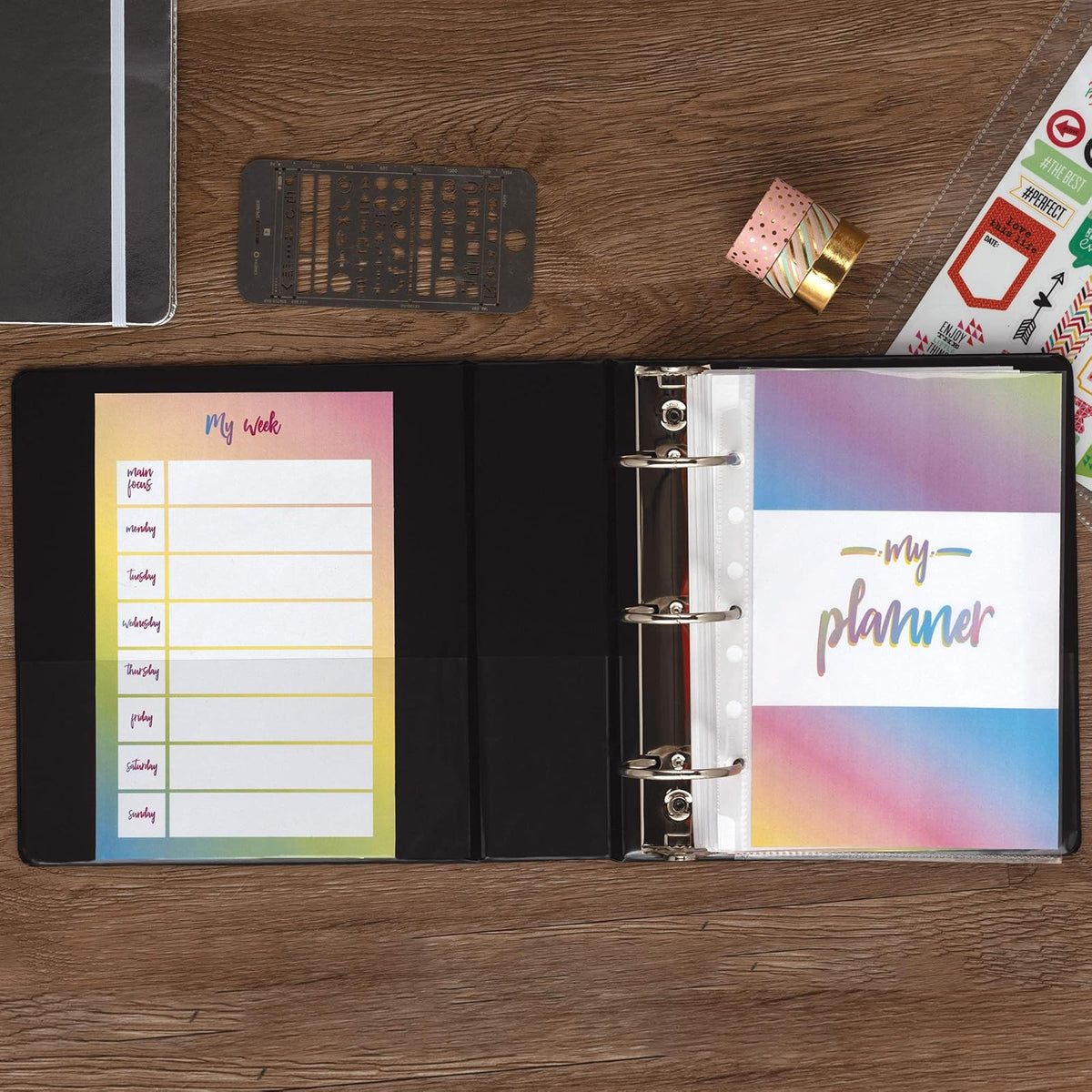 Samsill Economy - Carpeta pequeña de 3 anillas de 2 pulgadas, fabricada en los Estados Unidos, carpeta redonda de 9.1 x 7.5 pulgadas, cubierta antiadherente personalizable, color negro