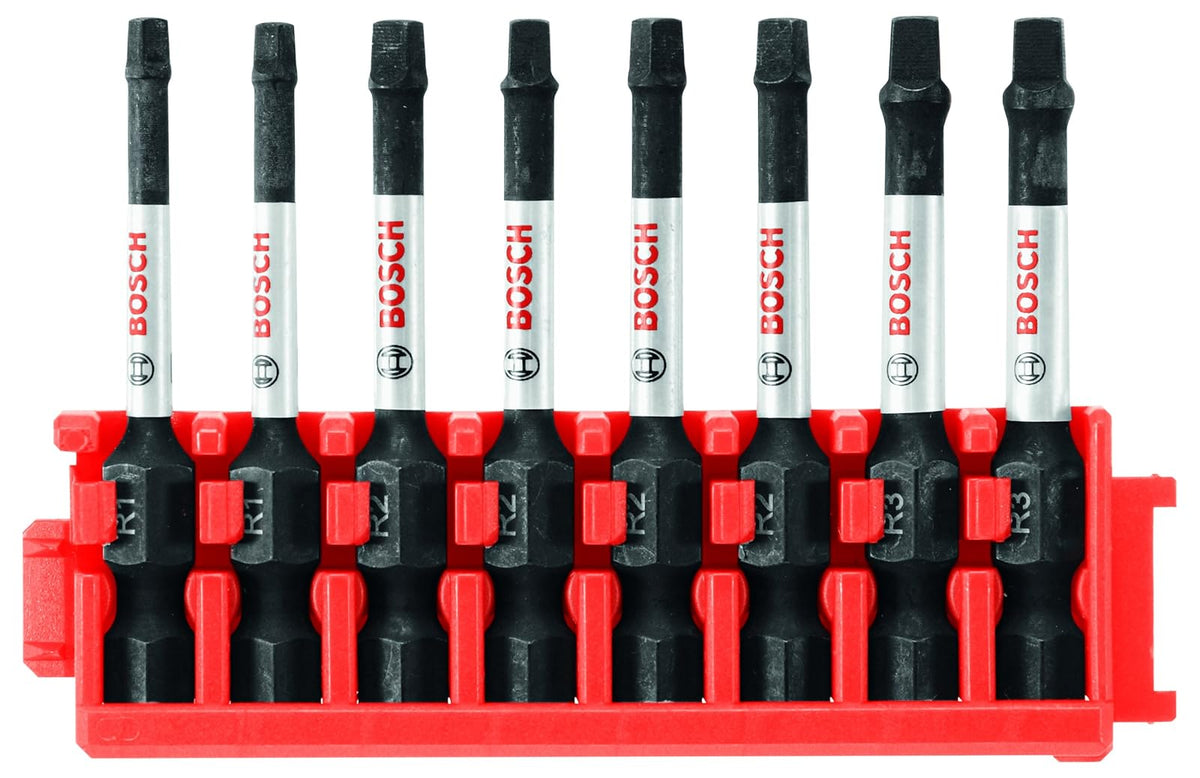 Bosch - CCSSQV208, 8 piezas, cuadradas resistentes a impactos, 2 pulgadas Brocas de alimentación con clip para un sistema de carcasa personalizado