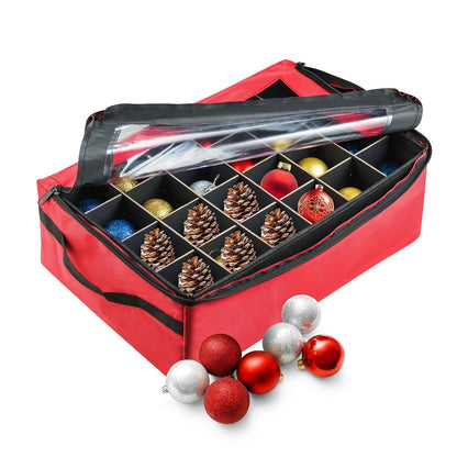 Tiny Tim Totes | Premium | 48 Christmas Ornament Organizer Storage Box | Red, Case