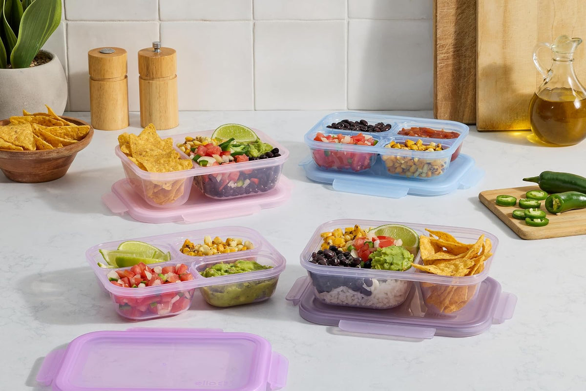 Ello Snap & Nest - Recipientes de plástico divididos de 2 tazas, 10 | Contenedores de plástico divididos, 10 piezas. Sin BPA, ideal para preparar comidas, aperitivos en porciones y sobras. Apto