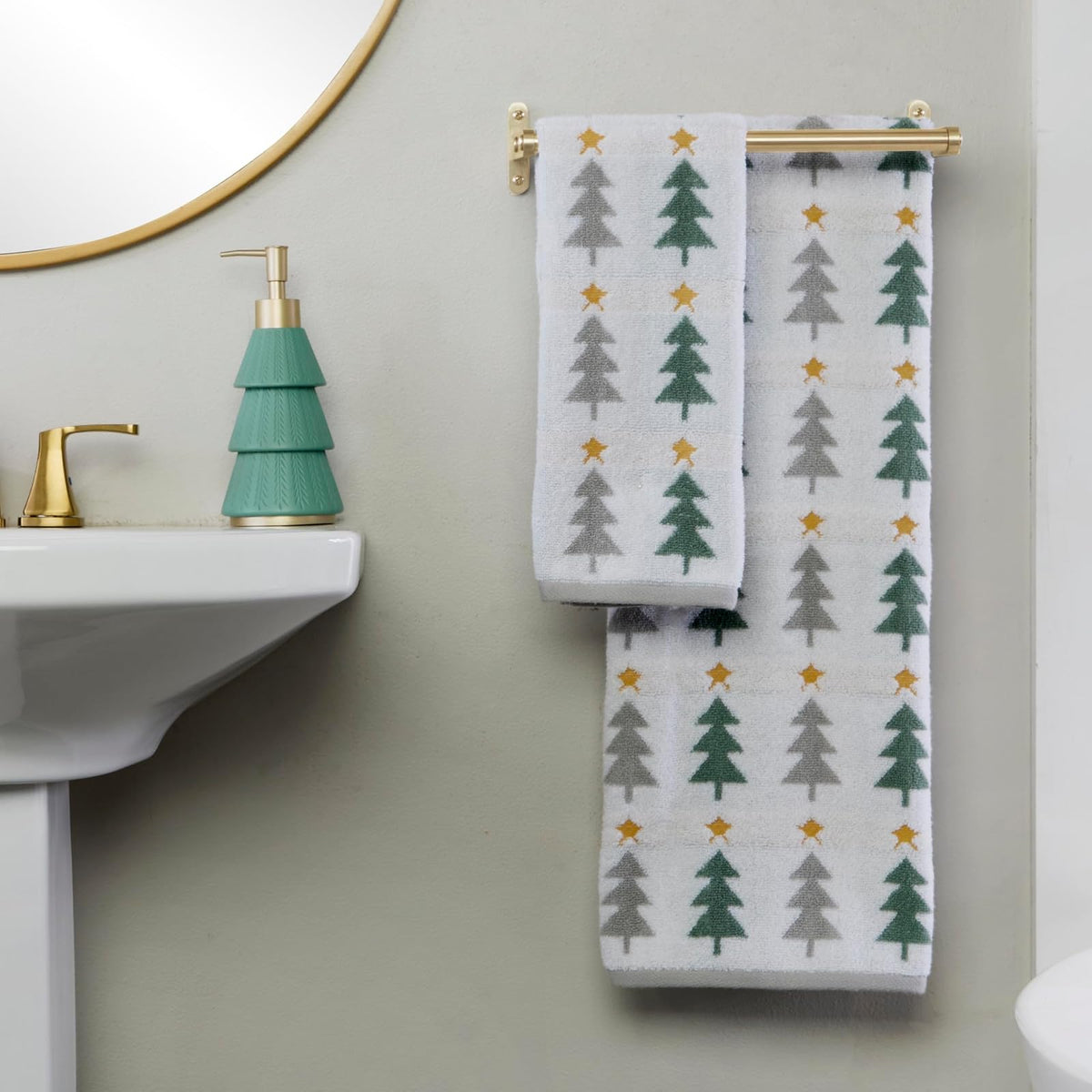 SKL Home - Juego de Toallas de Mano de 2 Piezas de 100% algodón, 100% algodón, Jacquard Reversible, Suave y Absorbente, Decorativo para baño/Cocina/Bar, Multicolor