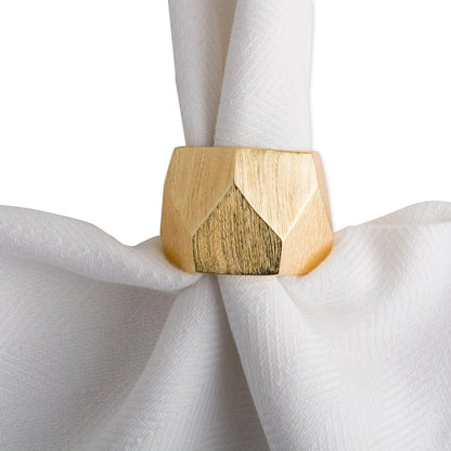 DII - Servilleteros modernos y elegantes para cenas, bodas, recepciones, reuniones familiares o uso diario, pon tu mesa con estilo: banda triangular geométrica dorada, juego de 6
