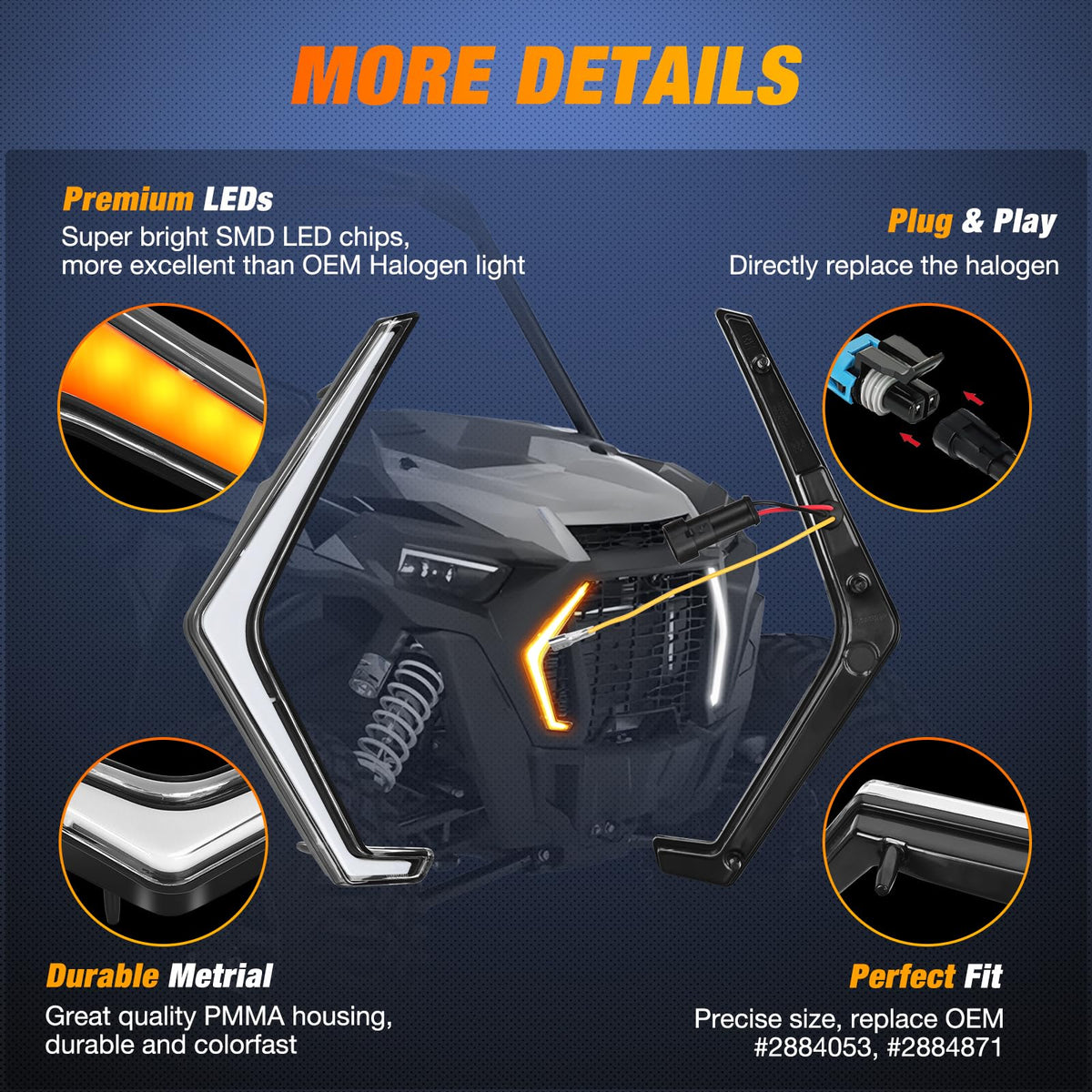 Nilight Luces LED de Señal de Giro para Polaris RZR XP 1000 Turbo 2019-2023, UTV-335