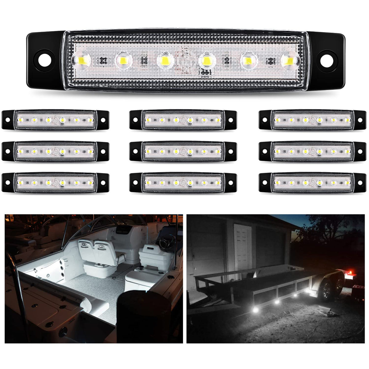Nilight 10 Luces Indicadoras LED Blancas de 3.8 in, 12 V, para Camión, Caravana y Barco, TL-81