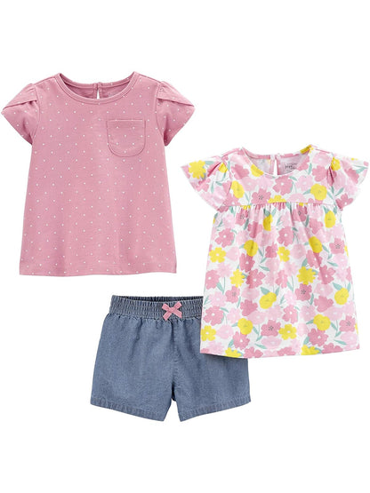 Simple Joys by Carter's Conjunto de Ropa de Juego de 3 Piezas para niñas y bebés