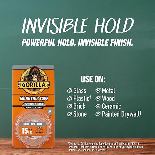Gorilla Tough & Clear - Cinta adhesiva de montaje de doble cara, extragrande, 1 x 150 pulgadas, transparente, (paquete de 1)