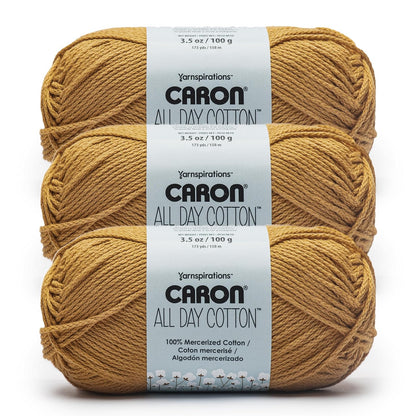 Caron All Day Cotton, Paquete de 3, 100% Algodón Mercerizado, Camisa Blanca - Dorado