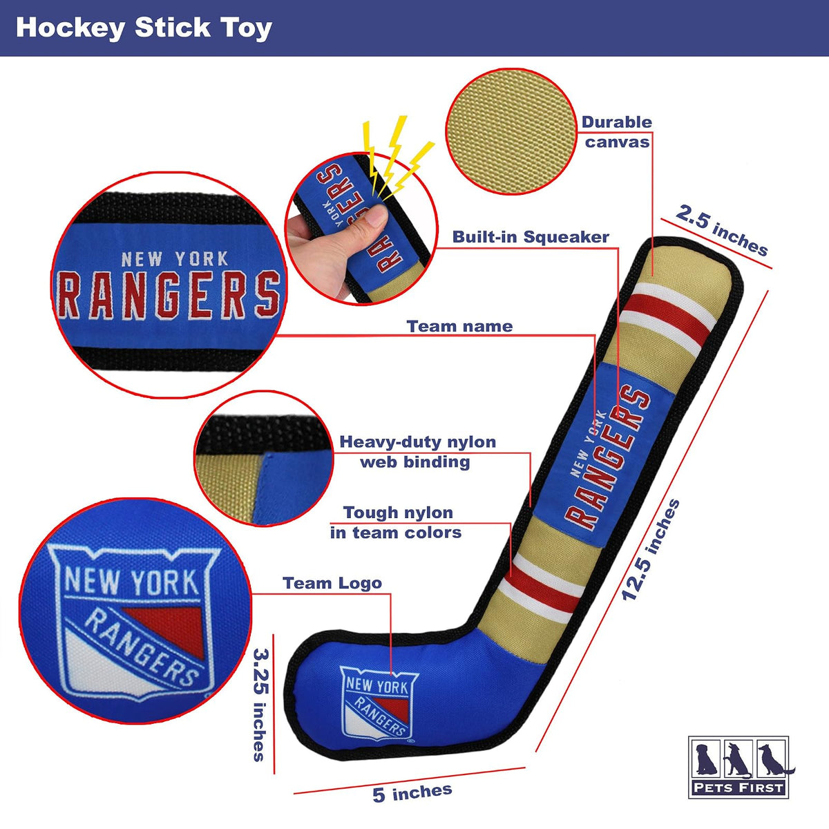 NHL Pet Gear para perros y gatos. La mayor selección de accesorios de hockey deportivo para mascotas con licencia de la NHL. playera para perro de los Campeones 2018, NHL Palos de hockey de juguete, New York Rangers, 16 inches long