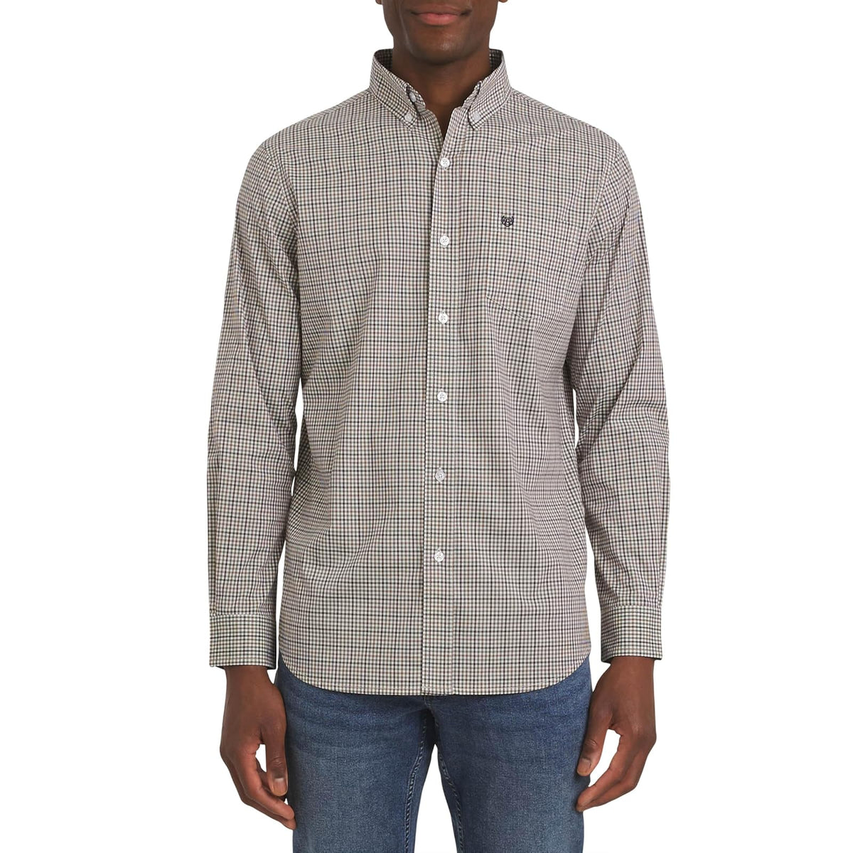 Chaps Camisa Casual de Popelina para Hombre, Manga Larga - XXL - Toffee