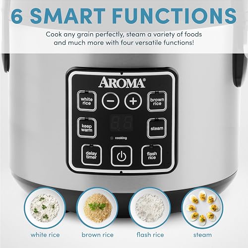 Aroma Housewares ARC-914SBD Digital Cool-Touch Rice Cooker and Food Steamer with Stainless Steel Exterior, Silver