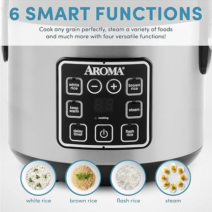 Aroma Housewares ARC-914SBD Digital Cool-Touch Rice Cooker and Food Steamer with Stainless Steel Exterior, Silver