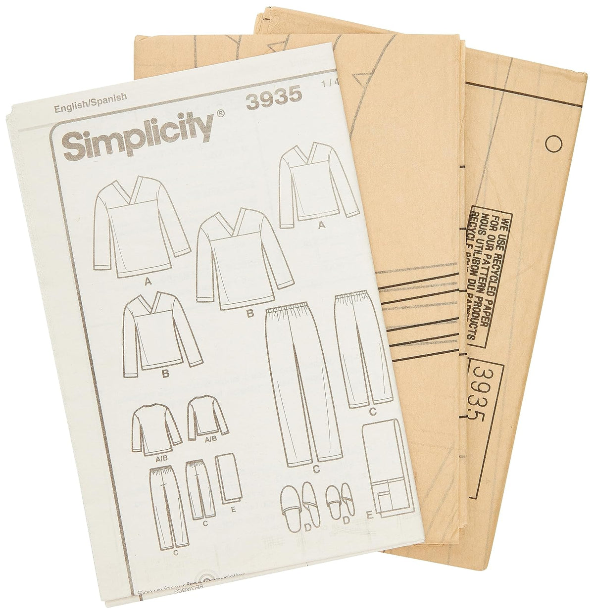 Simplicity Patrón de Costura 3935 Ropa de Dormir para señoras/Hombres/niños, A (XS-L/XS-XL)