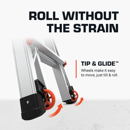 Little Giant Ladders, Kit de Rueda de Punta y Deslizamiento, Accesorio de Escalera, Fibra de Vidrio, (10940), Negro