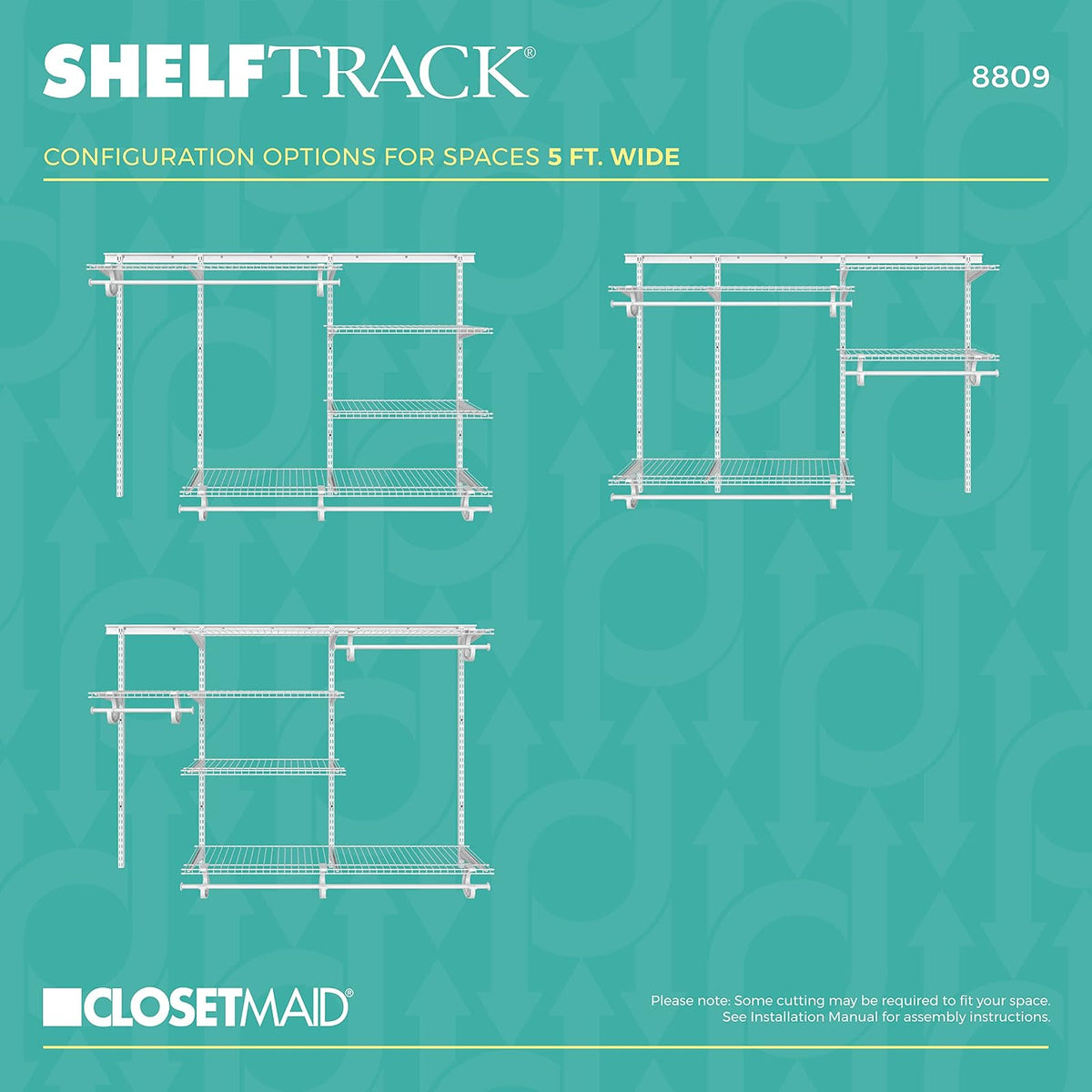 ClosetMaid ShelfTrack - Organizador de clóset Ajustable, Blanco, 5 to 8 Feet, 1