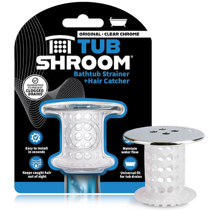 TubShroom, Revolucionario Protector de desagües de Tina: colador/Filtro/Trampa para pelos, Cromado, 1