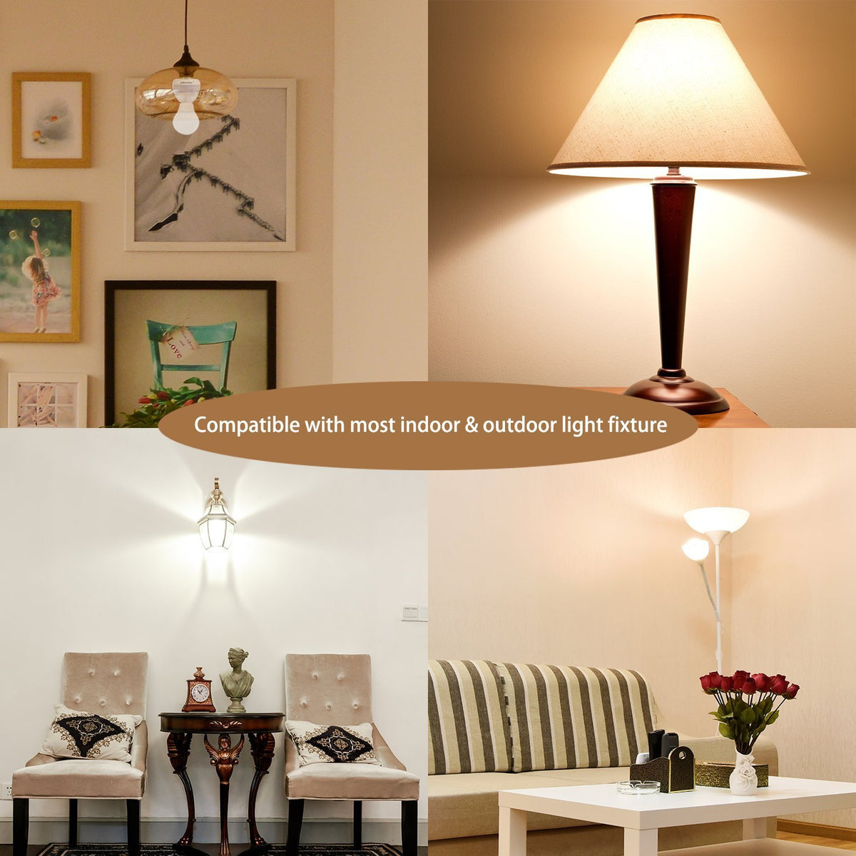 esenlite Radar Sensor de movimiento activado Retrofit LED, luz Sockets COMPATIBLES CFL foco incandescente Lámpara de luz Fixture interior mesa planta decoración para exteriores Base Fija Dusk to Dawn Dimmable Camino